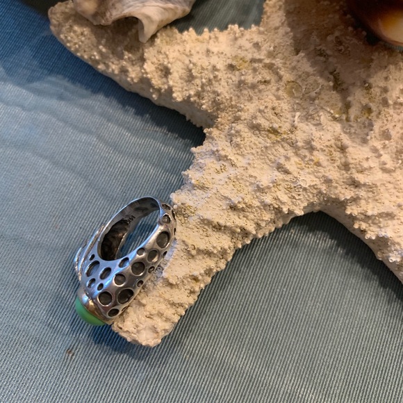 Silver & green turquoise ring - Picture 5 of 6